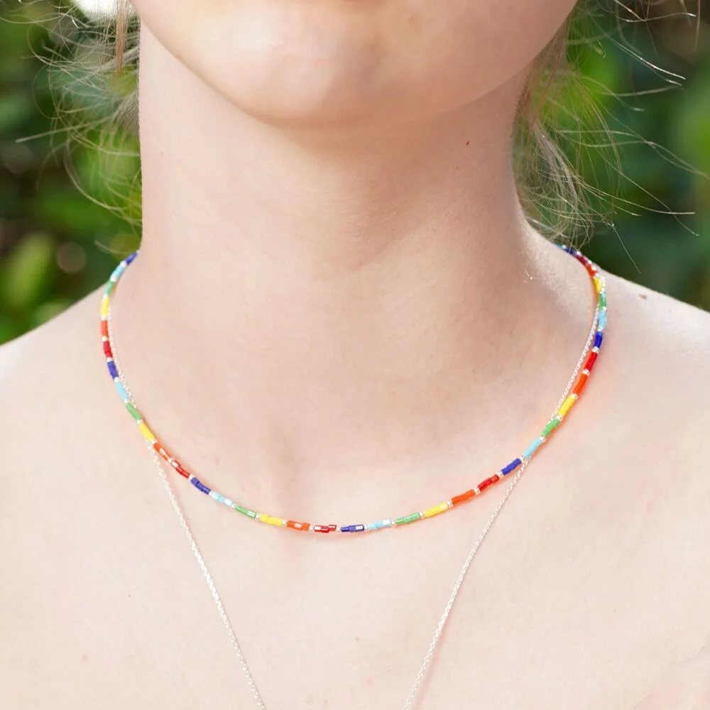 Rainbow delica beads choker Necklace 彩虹 色 Delica 串珠 頸鏈領 頸鏈