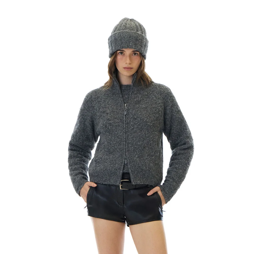 HUG KNIT ZIP-UP (CHARCOAL)