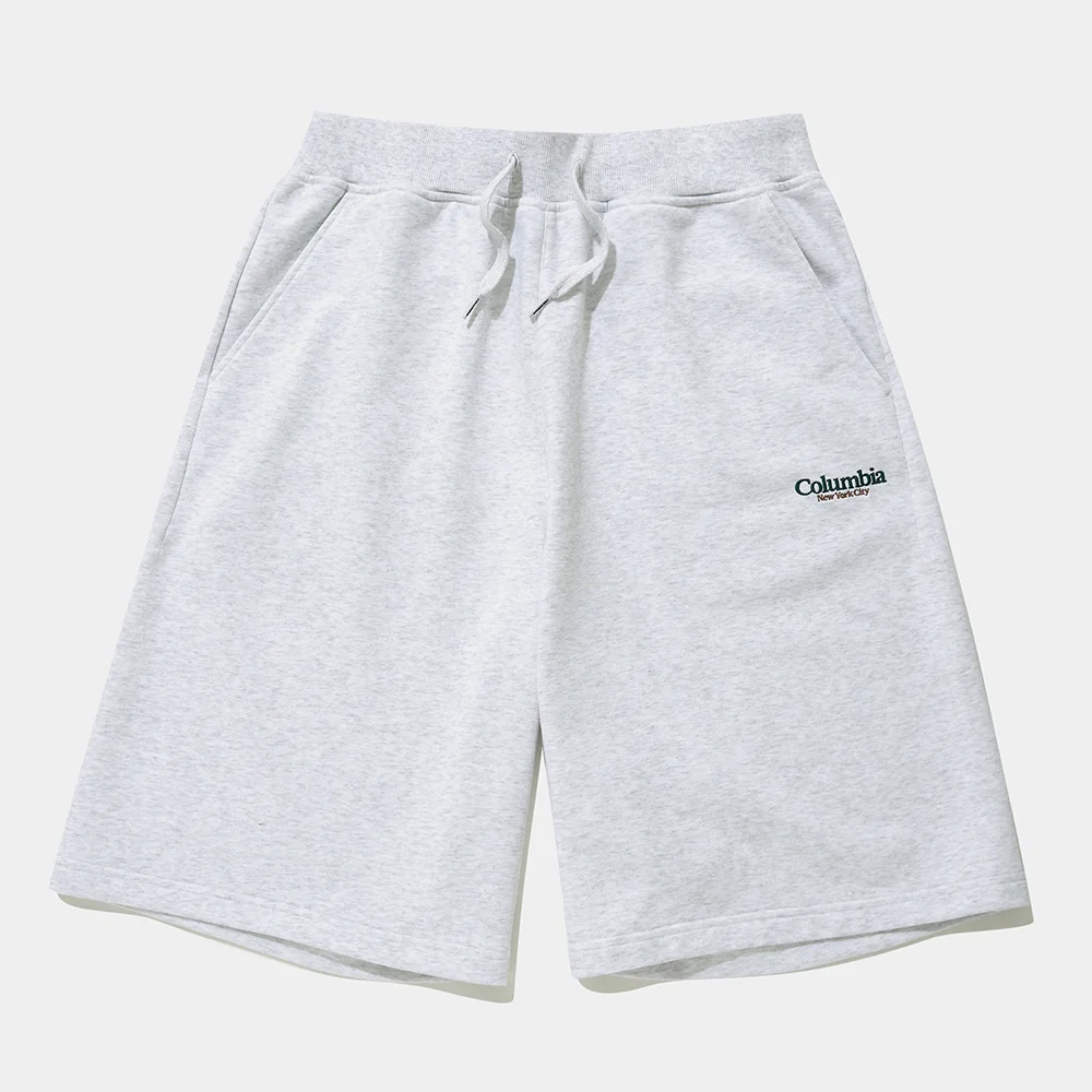 NYC EMB TERRY SWEAT SHORTS PANTS_LIGHT MELANGE GRAY