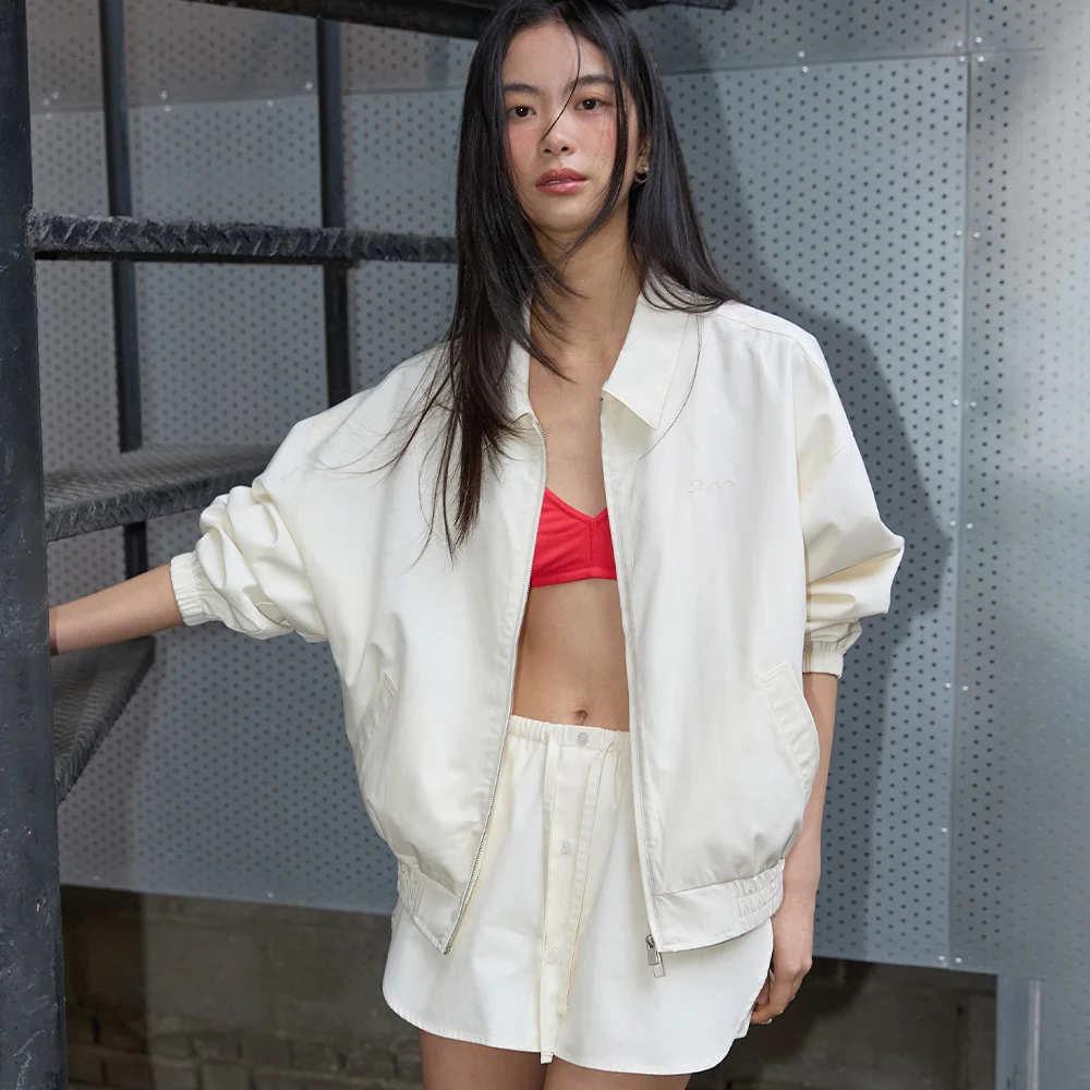 Shell Cotton Blouson Jacket Cream Ivory