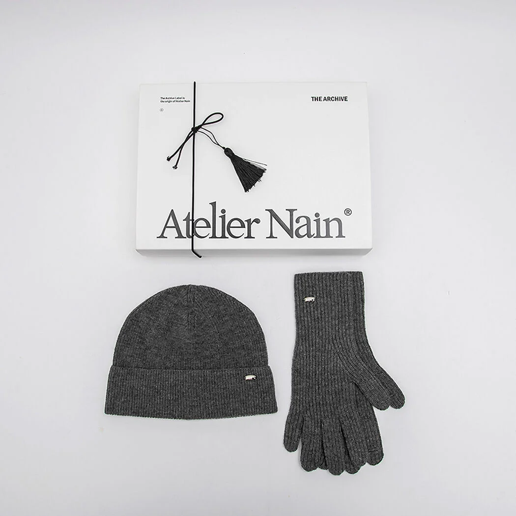 CASHMERE KNIT BEANIE&GLOVES SET (ETC-2724)