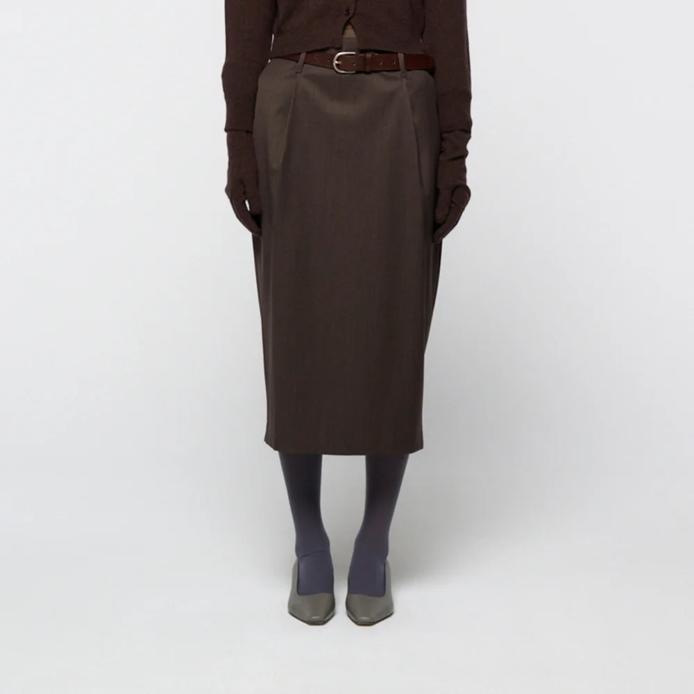Wool pencil skirt, Brown
