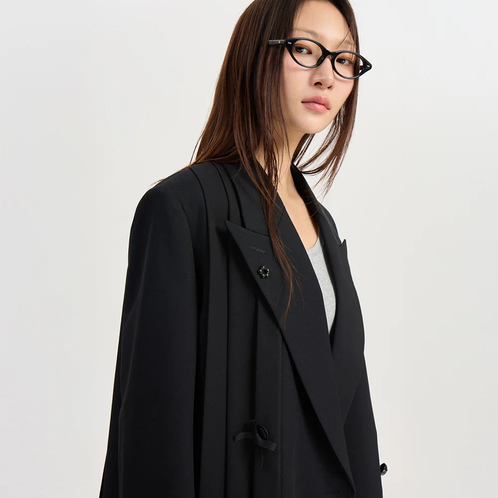 Front Pleats Double Tailored Jacket (black) LFJAM26810BKX