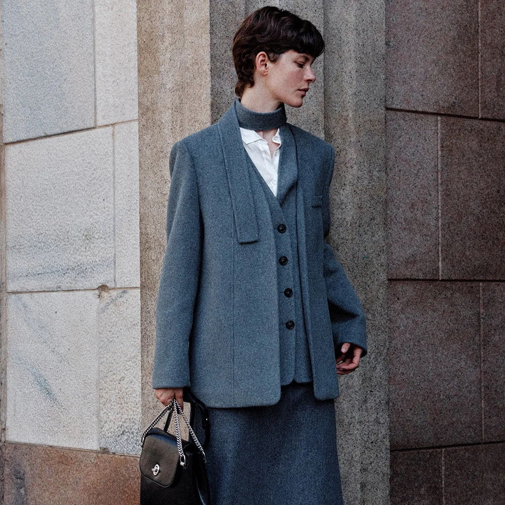 Collarless Layered Jacket SW4WJ928-12