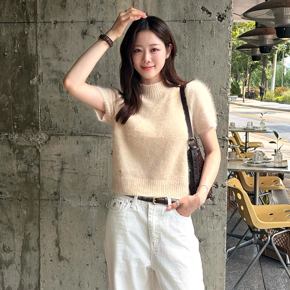 Olivia 安哥拉 半 衣袖 針織衫 / OLIVIA ANGORA HALF SLEEVE KNIT_3colors
