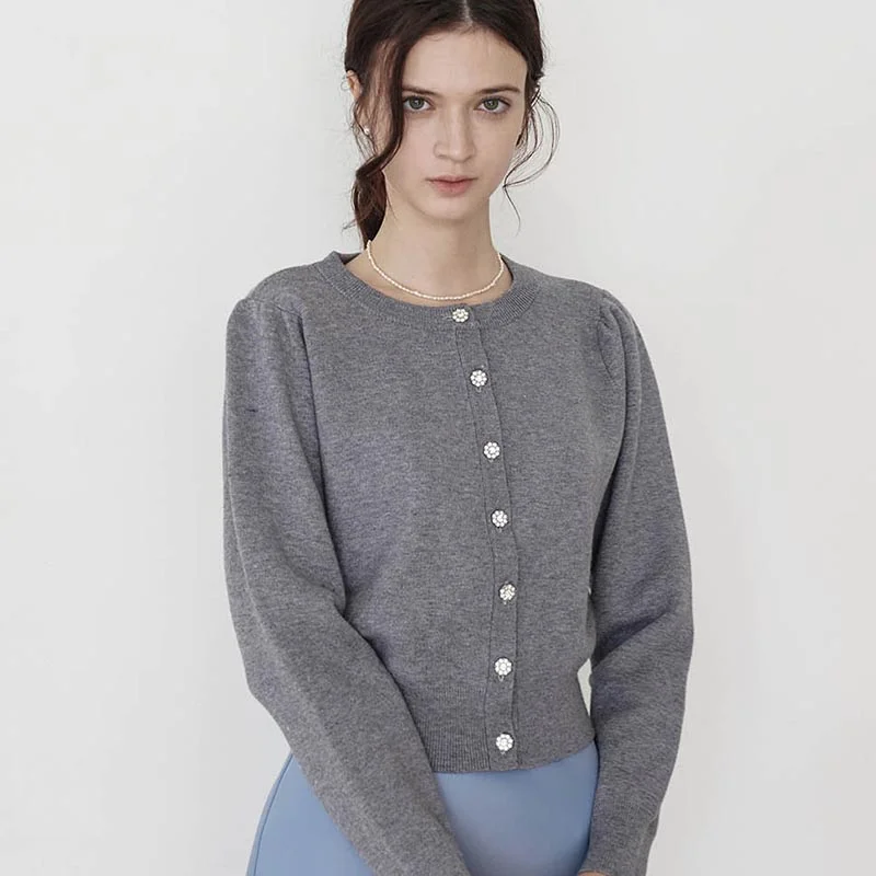 Lautre round shine Grey knit cardigan