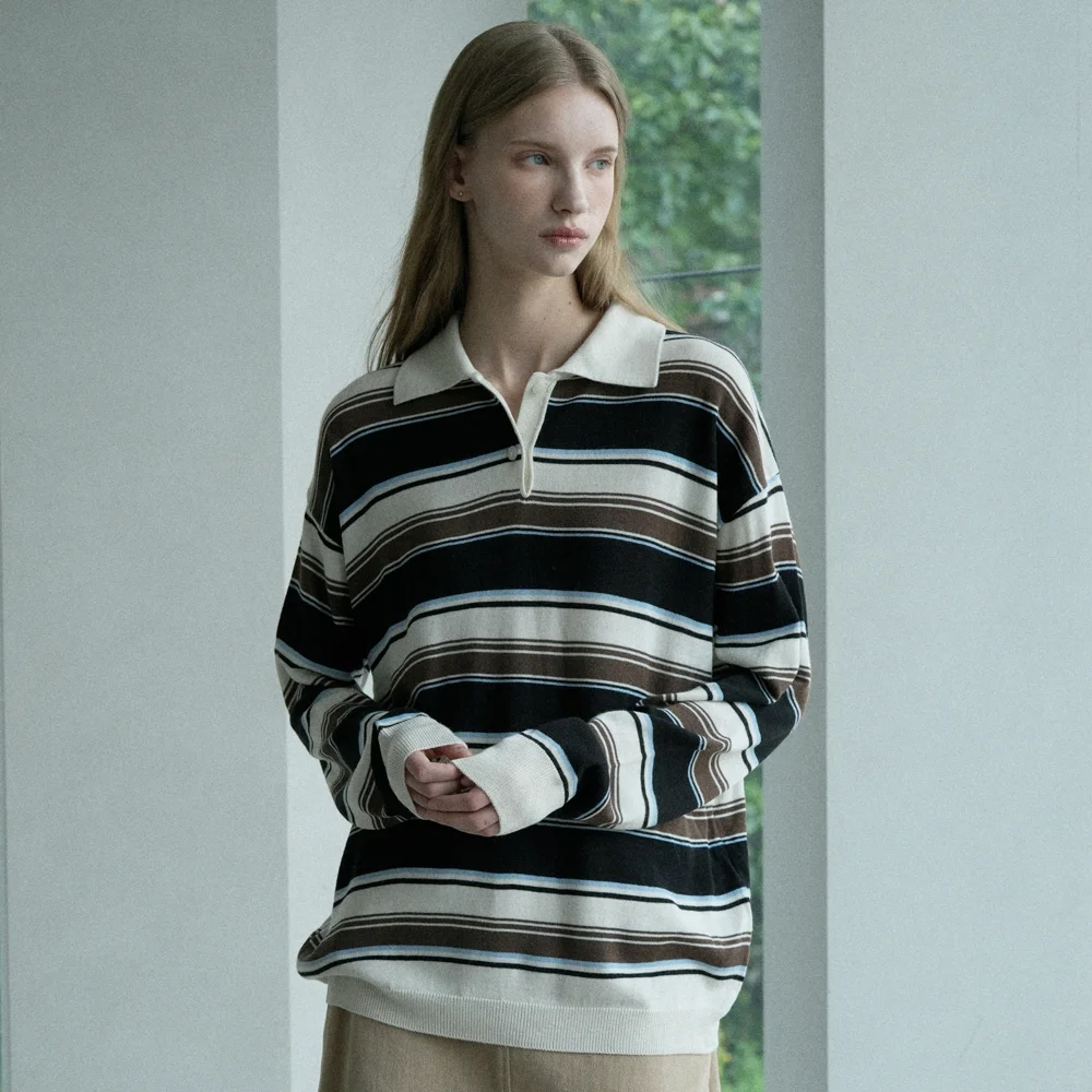 Wool Striped Collar Knit (ivory)