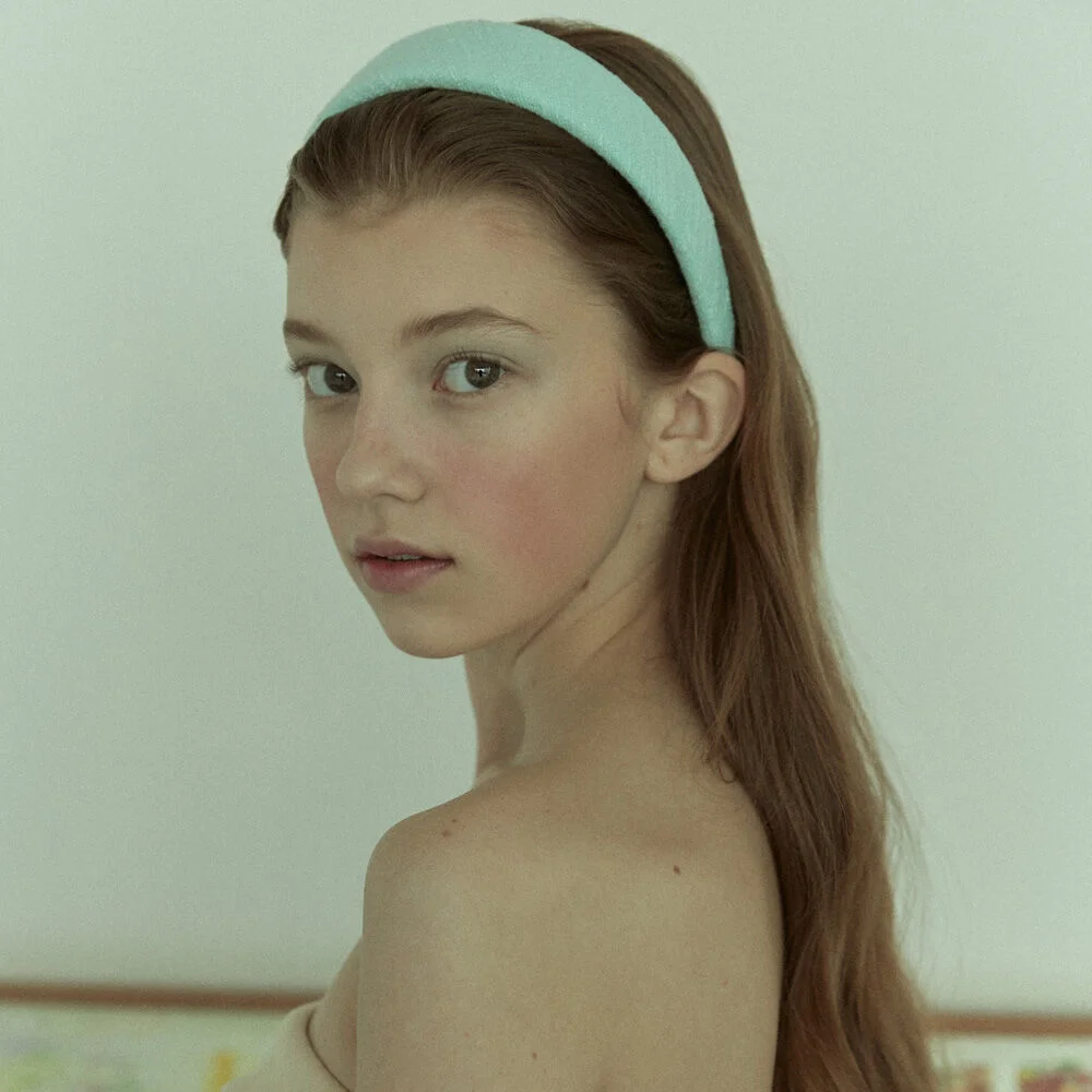 Turquoise Green Tweed Headband
