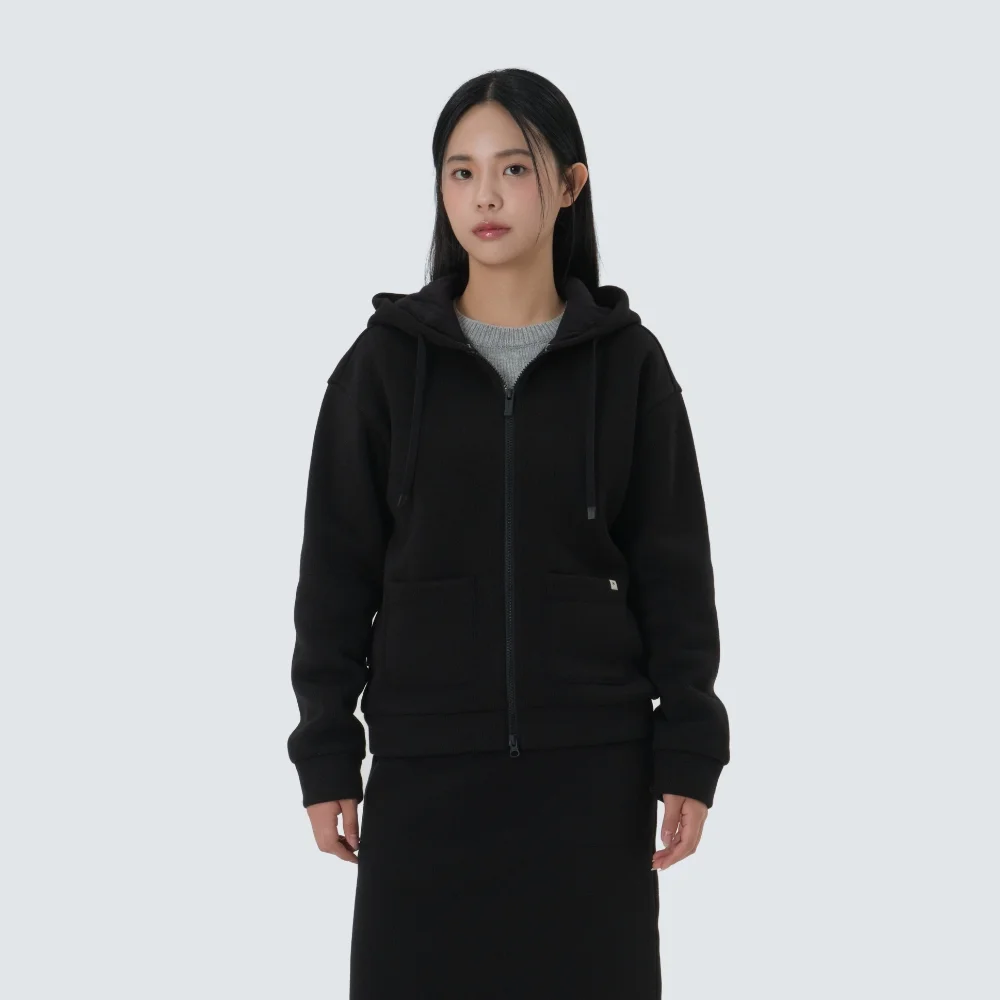 針織衫 女裝 連帽衫 拉鏈 Black (S25WWFFJ79)