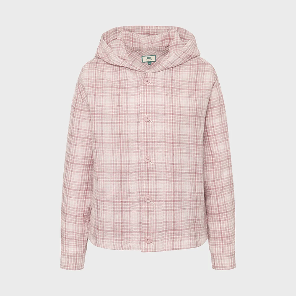 FOR:REST 夏季 格紋 襯衫外套 W_Greyish Pink_KWM26454P4