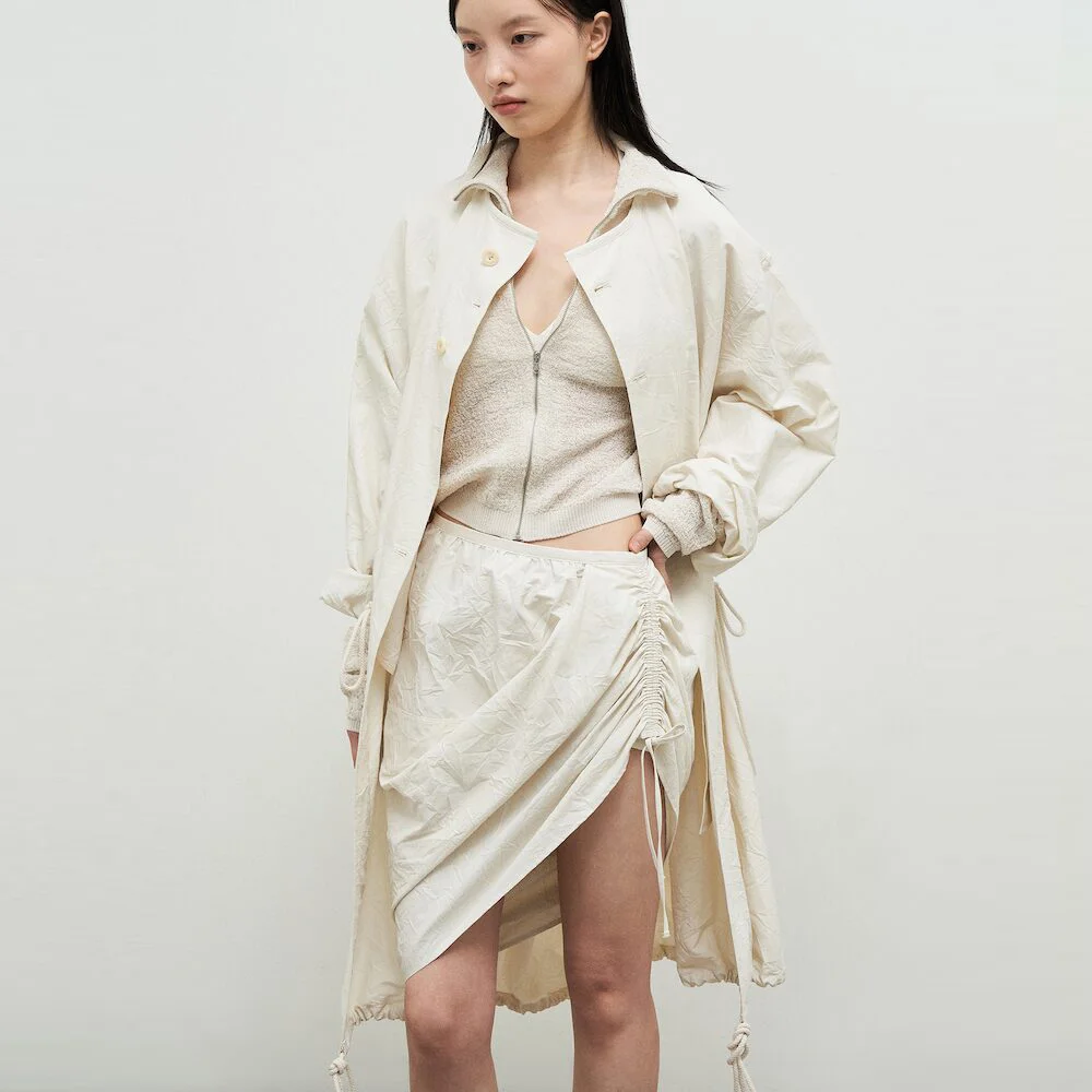 Wonderer Wrinkle String Mini Skirt Ivory (AG4827A020)