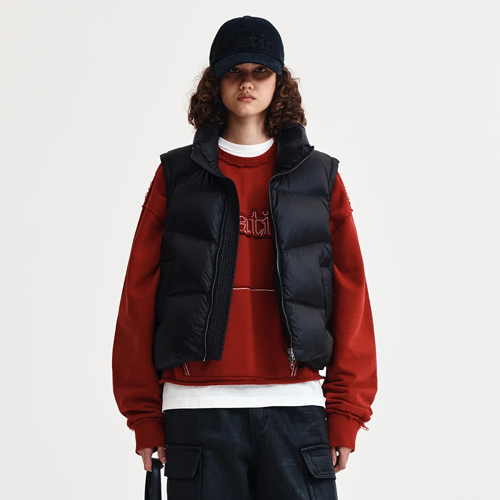 UNBALANCE QUILTED DOWN VEST FOR WOMEN IN BLACK