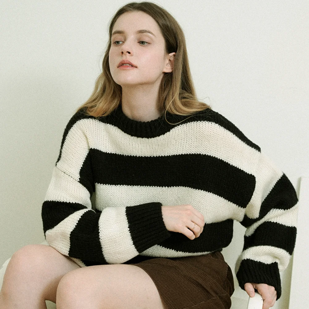 Wool Color Scheme Striped Knit (Black)