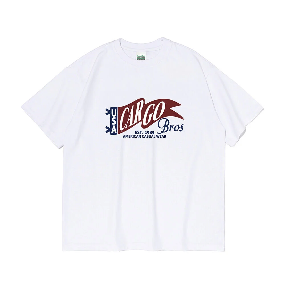 (BIGSIZE) CARGO VINTAGE FLAG SHORT SLEEVE T-SHIRT (WHITE)