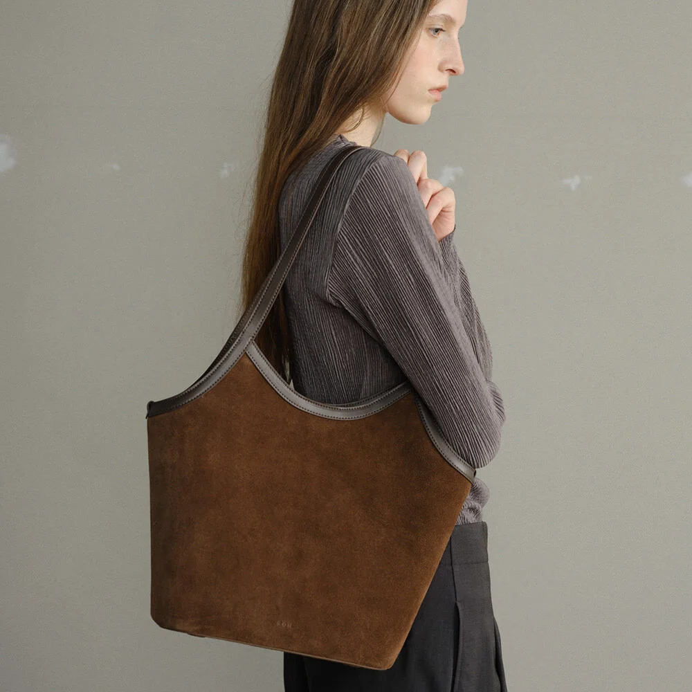 Harbor shoulder bag Suede Chestnut