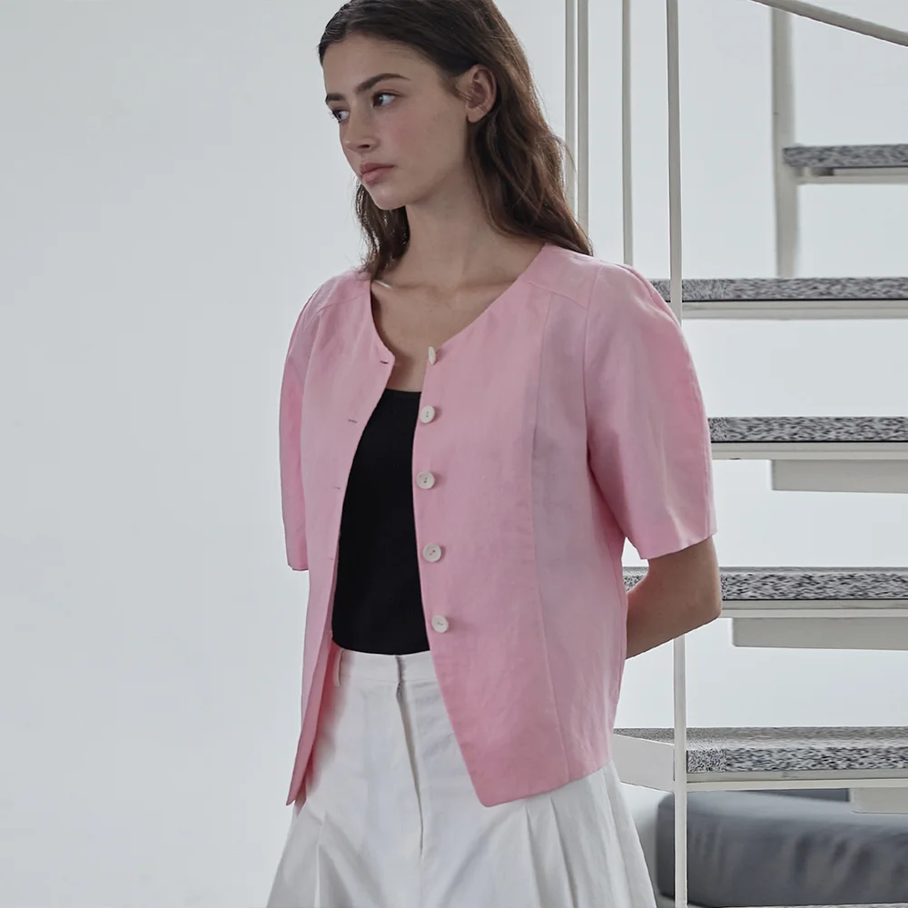 Rounded sleeve jacket - Pink