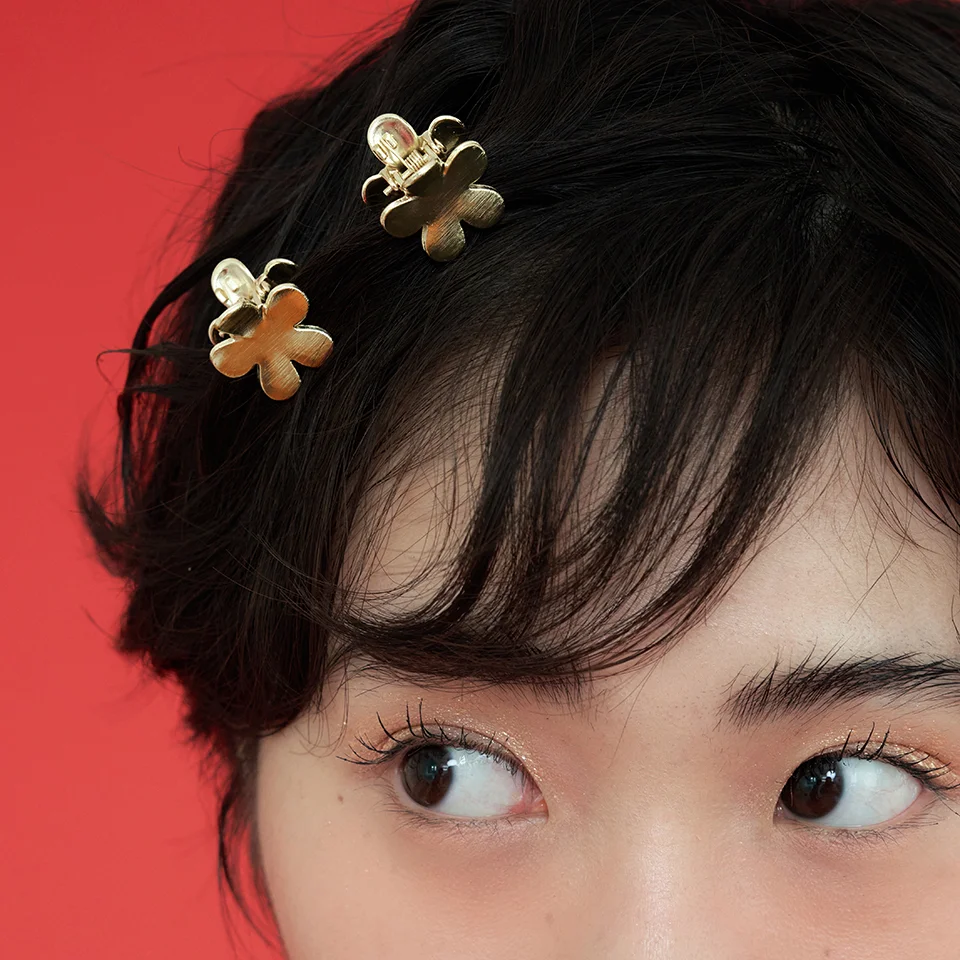 metal flower hair pin - gold