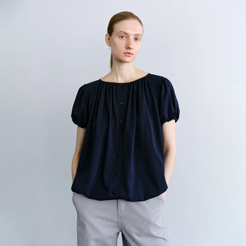 Daphne Volume Top in Navy