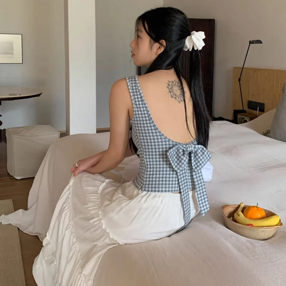 後帶 蝴蝶結 無袖 上衣