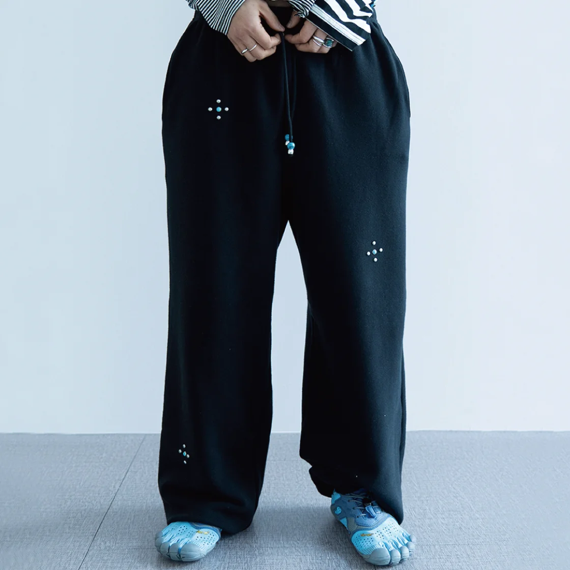 Beaded Stud Jogger Pants Black
