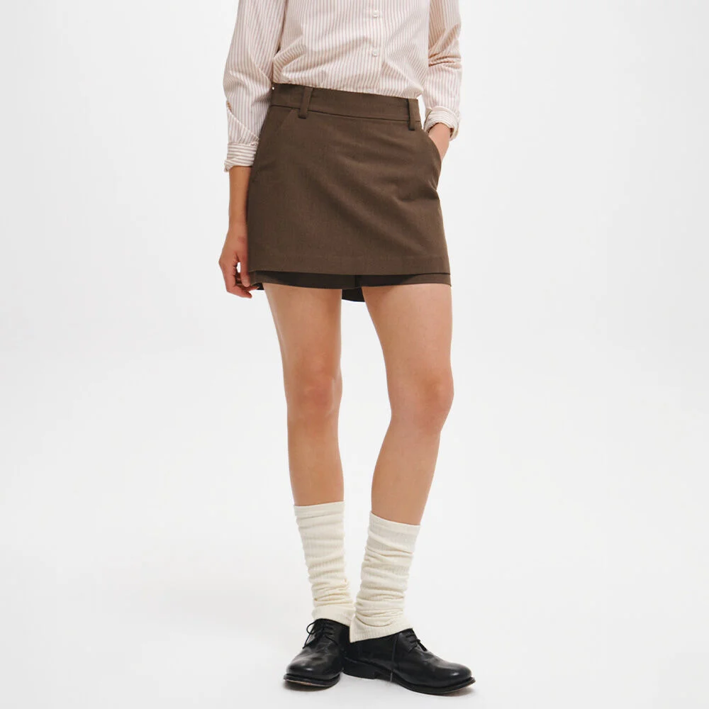 WOMAN A線條 裙褲_BROWN / GF3LSK507