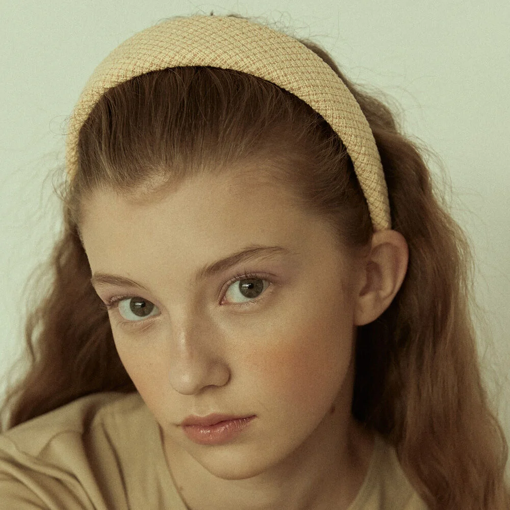 Sunflower Yellow Check Tweed Headband