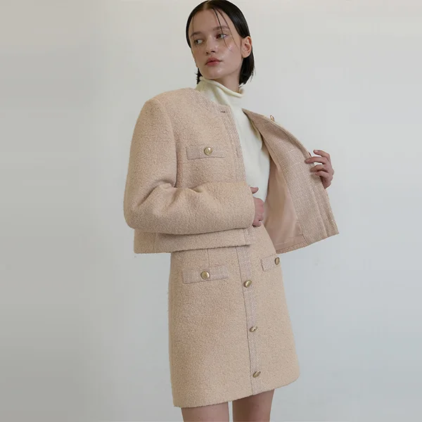 WOOL PLAIN SET-UP MINI SKIRT (SK-4868)