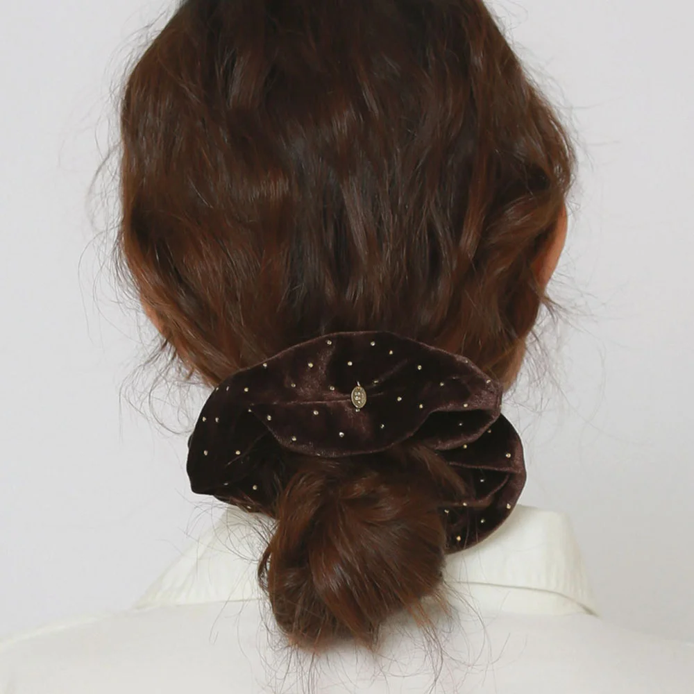 Gold Dot Velvet Volume Scrunchie