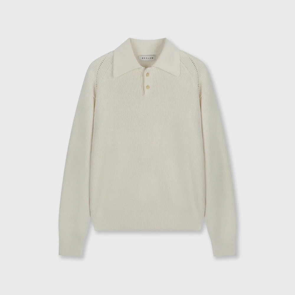 REGULAR FIT COLLAR KNIT IVORY
