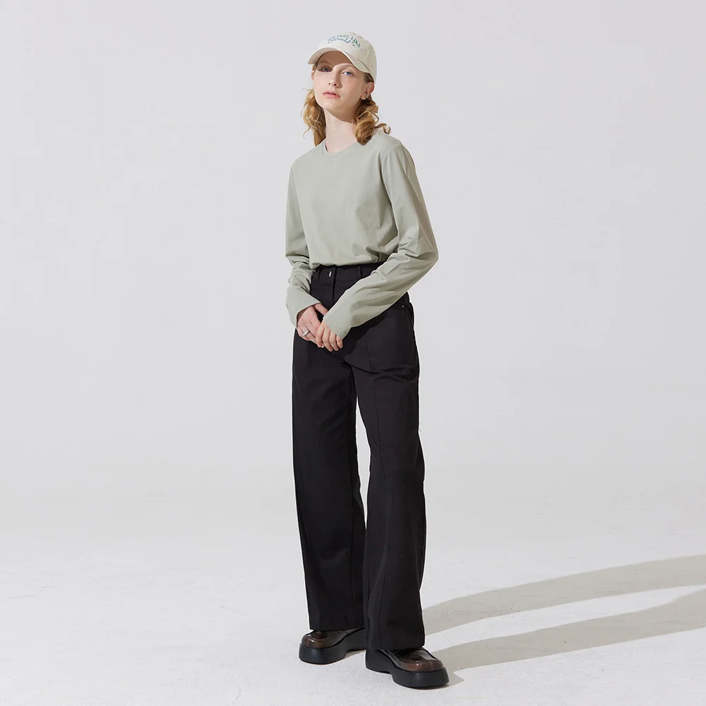 Cark cotton straight pants - black