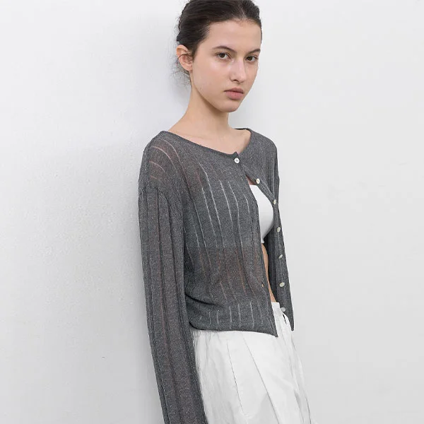 LINEN SKASHI BOATNECK CROP CARDIGAN (CD-2271)