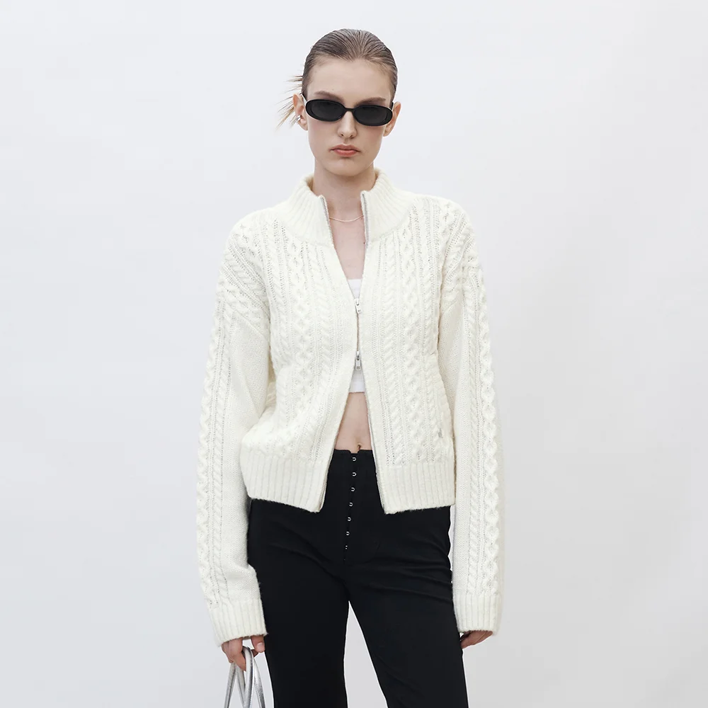 TWISTED KNIT ZIP-UP