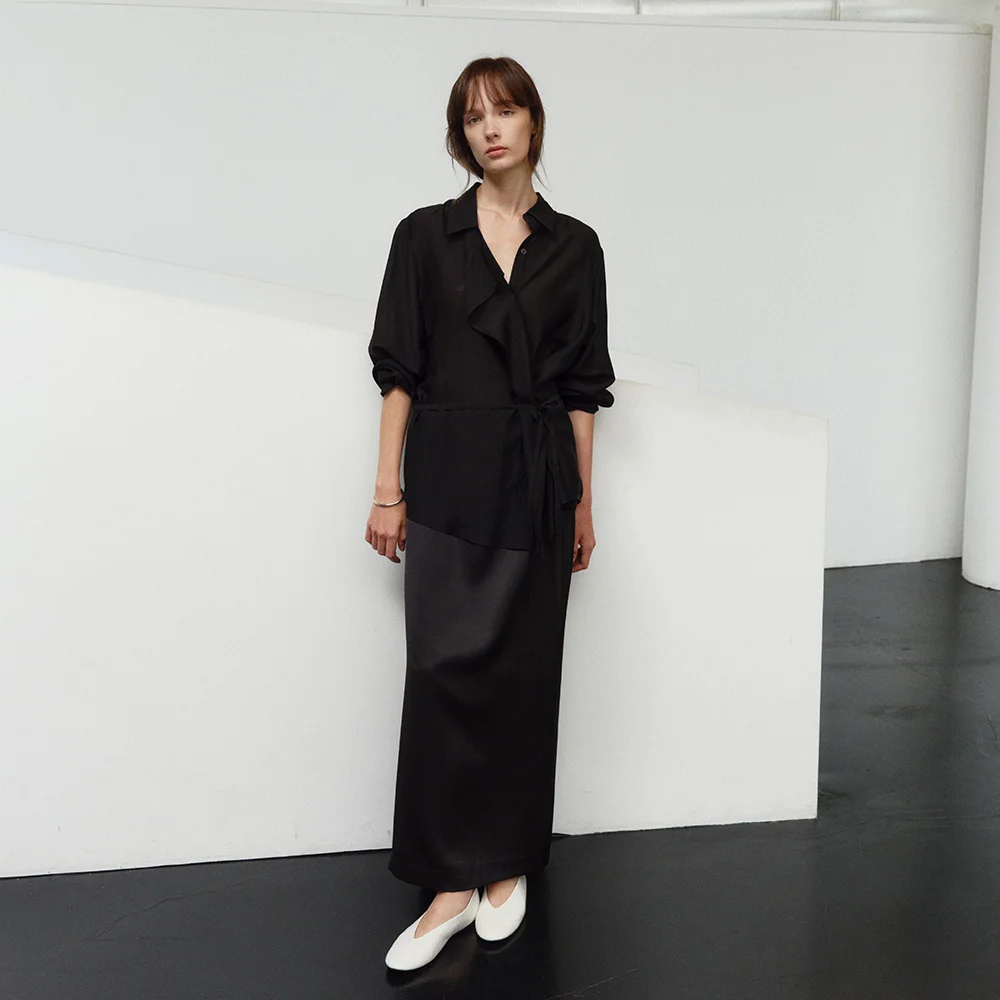 SATIN MAXI PENCIL SKIRT_BLACK