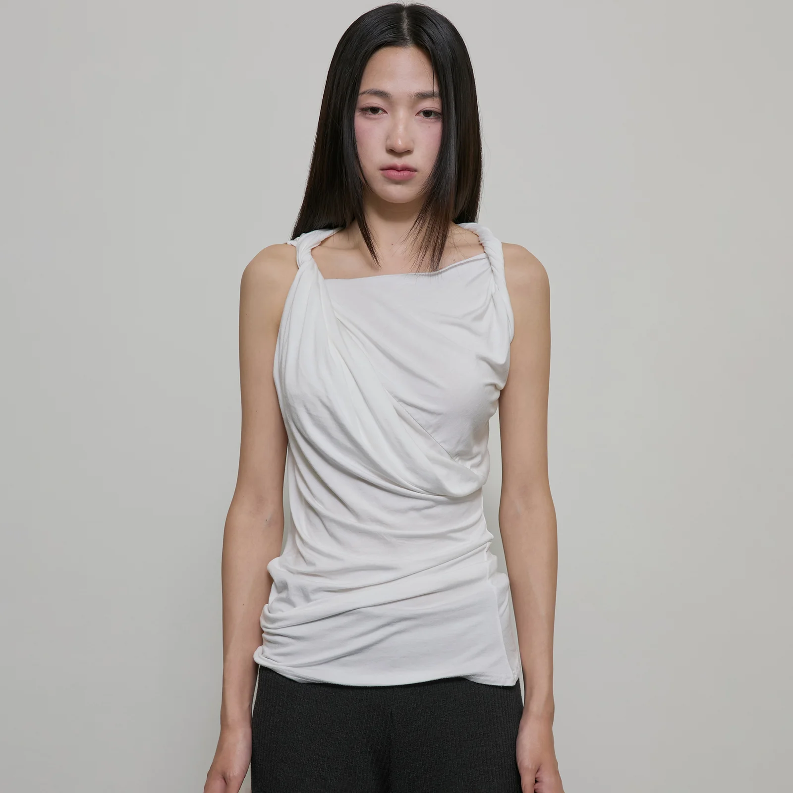 Braided Asymmetrical Sleeveless (FL-166_White)
