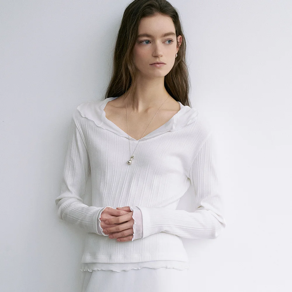comos 1679 layered ribbed T-shirt (ivory)