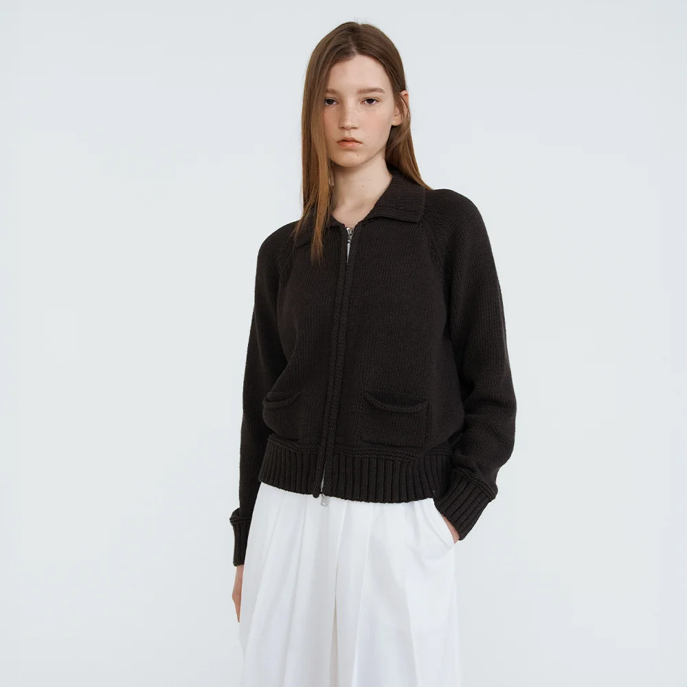 Toby Zip-up Cardigan (Brown)