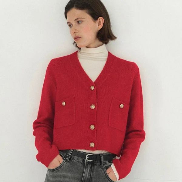 CROP V-NECK CARDIGAN(Z-CD-1988)