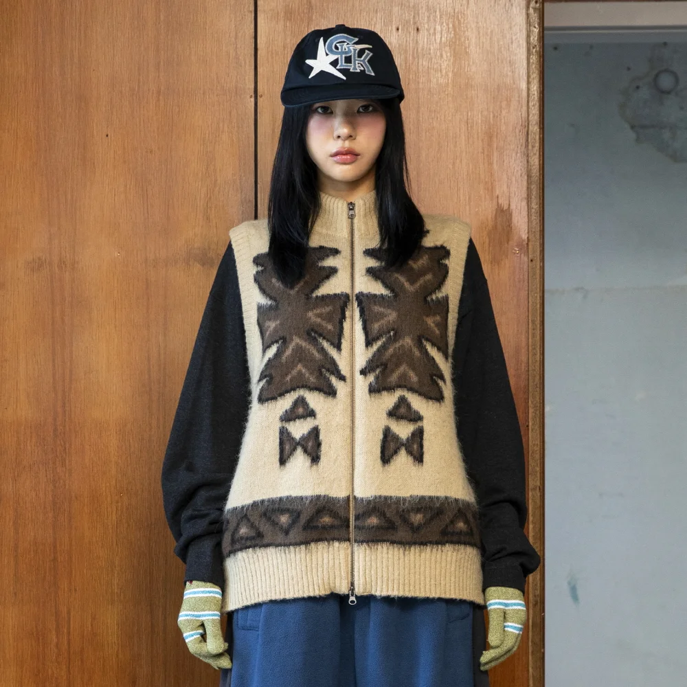 GNT065 Ugly Navajo 拉鏈 針織衫 (BEIGE)