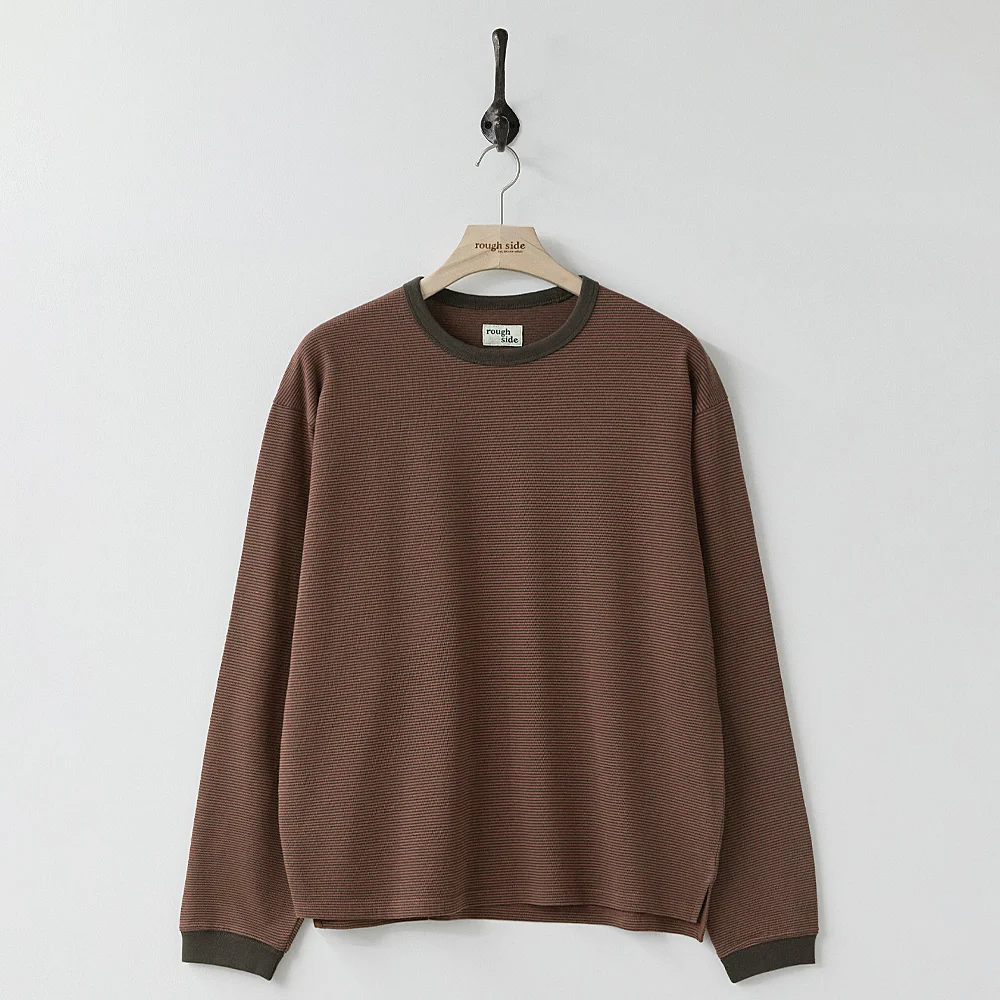 Fine Stripe Long Sleeve Brick