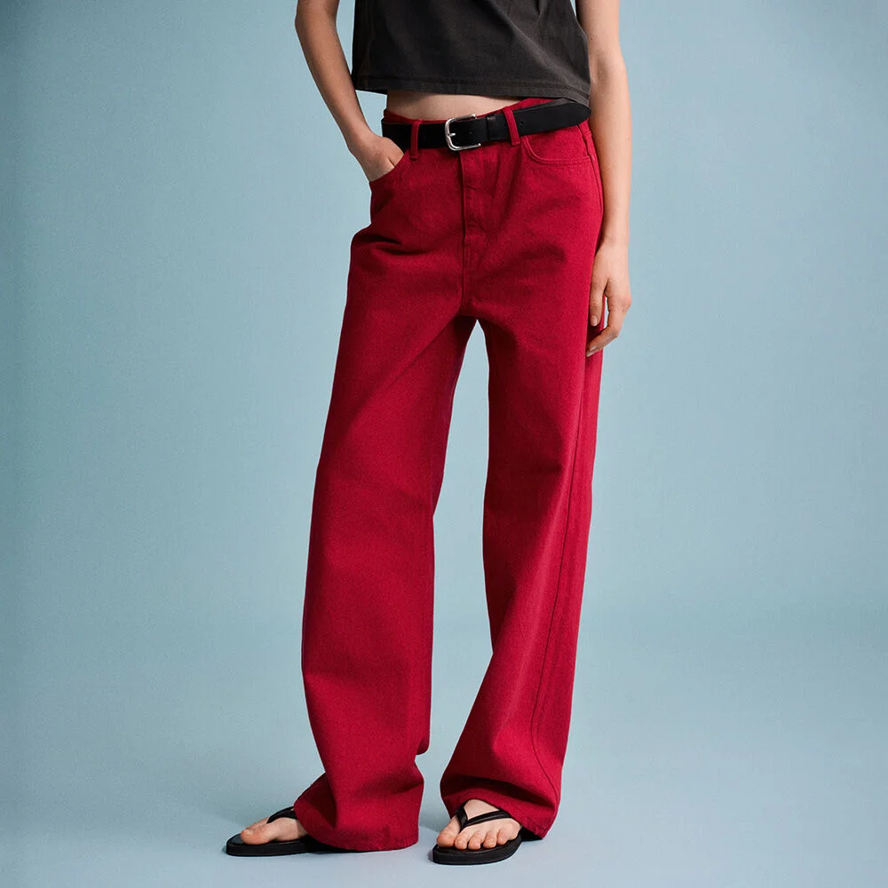 經典 直筒 牛仔_vintage red