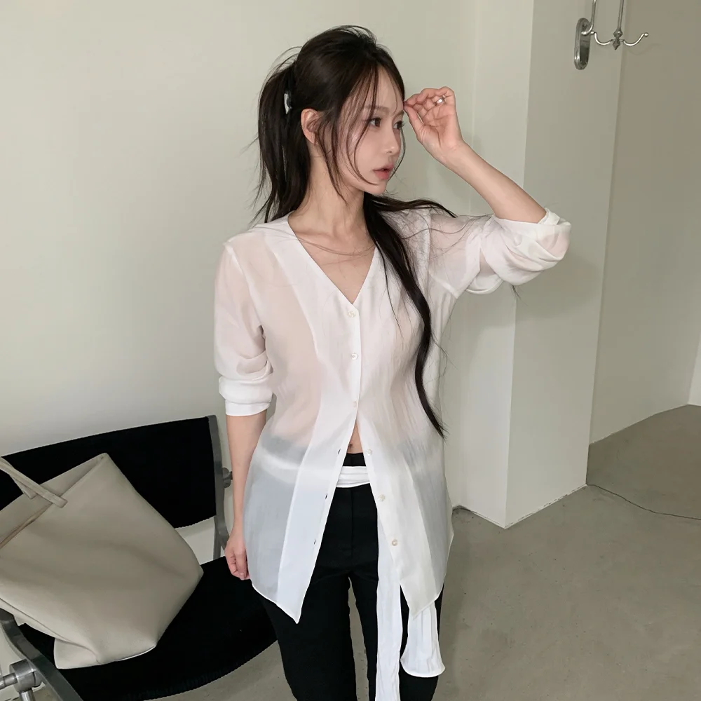 Notch Tencel Blouse (Ivory)