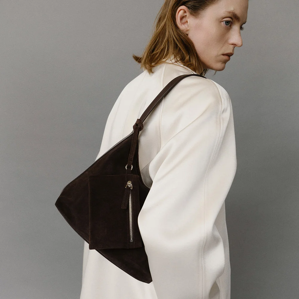 Mini pulpy hobo bag Suede Umber