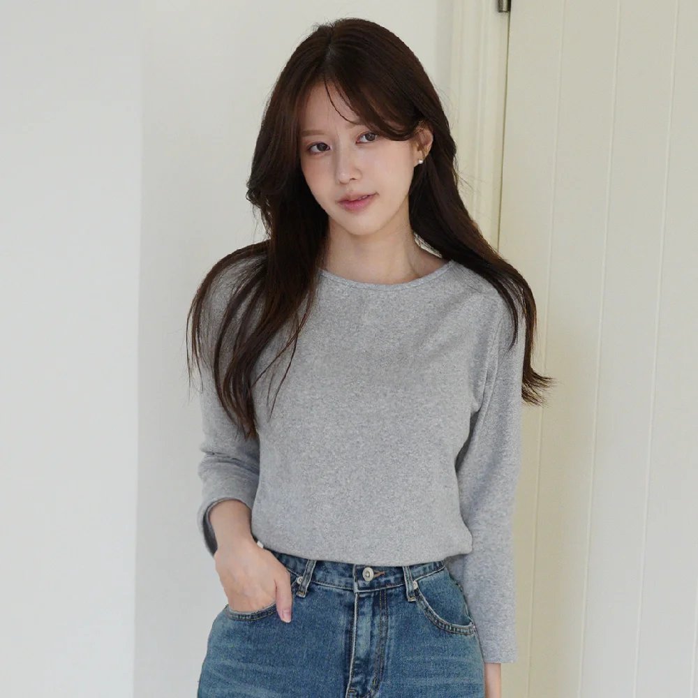 LAYER BOAT NECK TEE _Melange gray