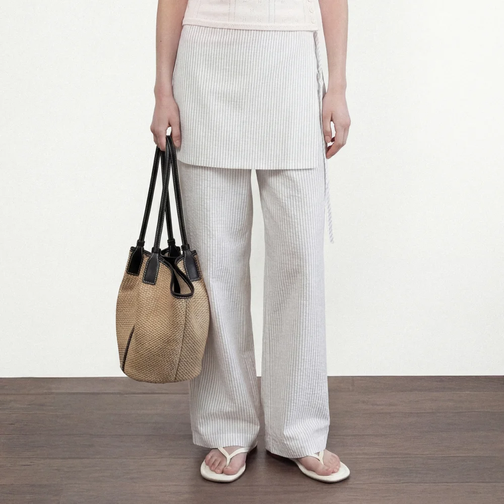 SYLVIE APRON PANTS (STRIPE WHITE)