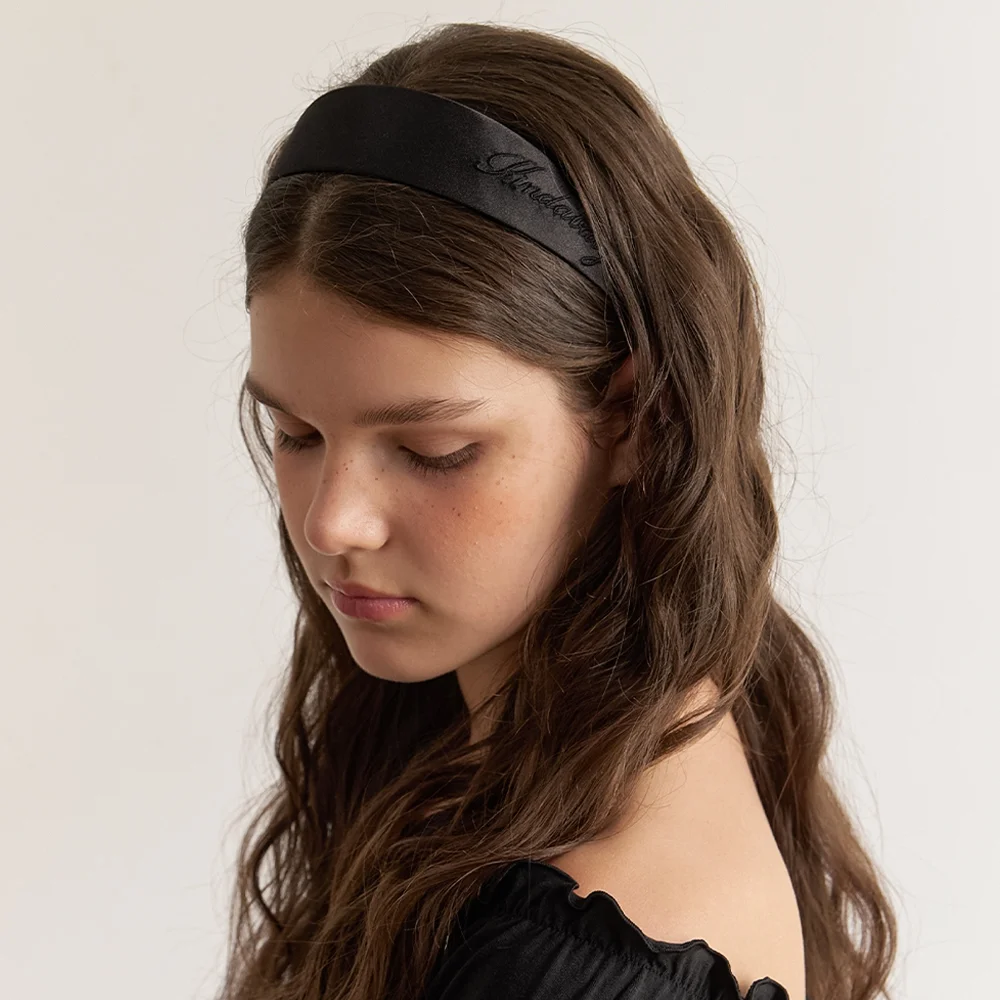 classic satin hairband - black