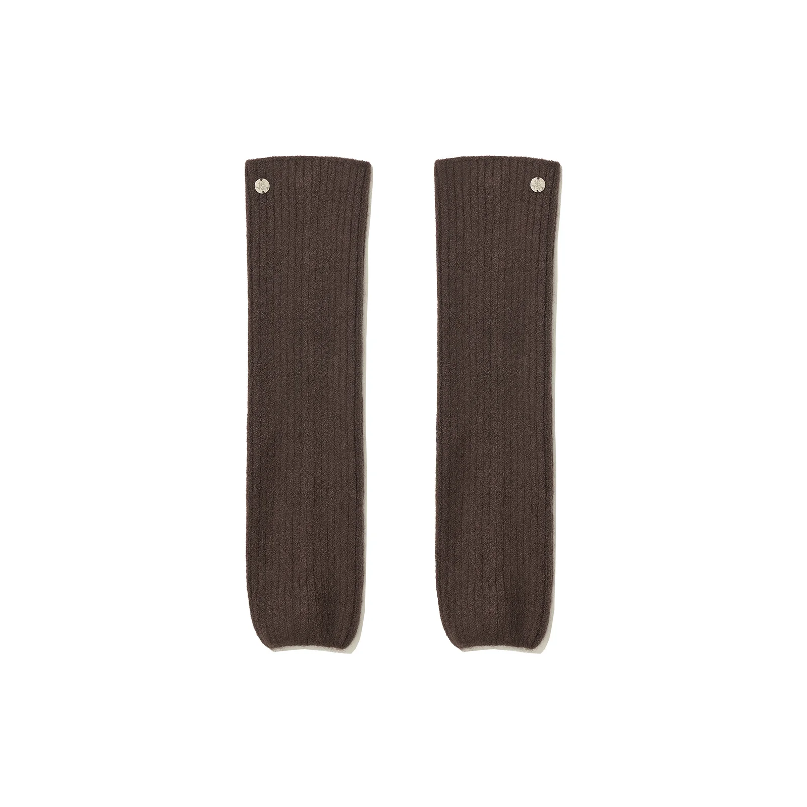 BUTTON POINTED RIBBED LEG WARMER_BROWN