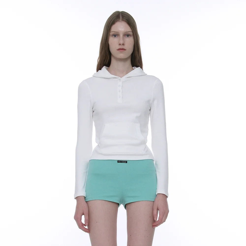 PWC HENLEY NECK HOODED LONG SLEEVE TEE_WHITE