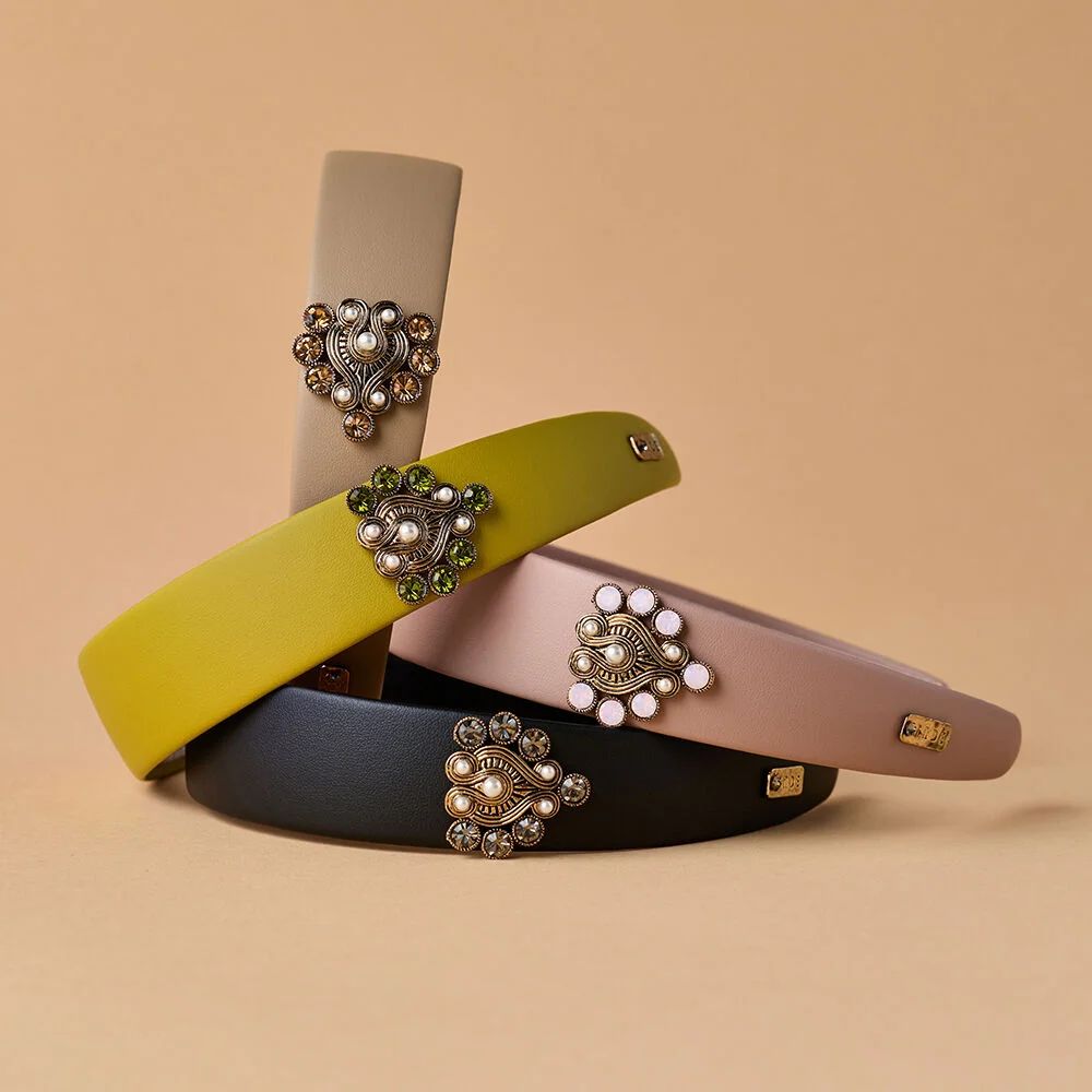 Lior Crystal Pearl Leather Hairband
