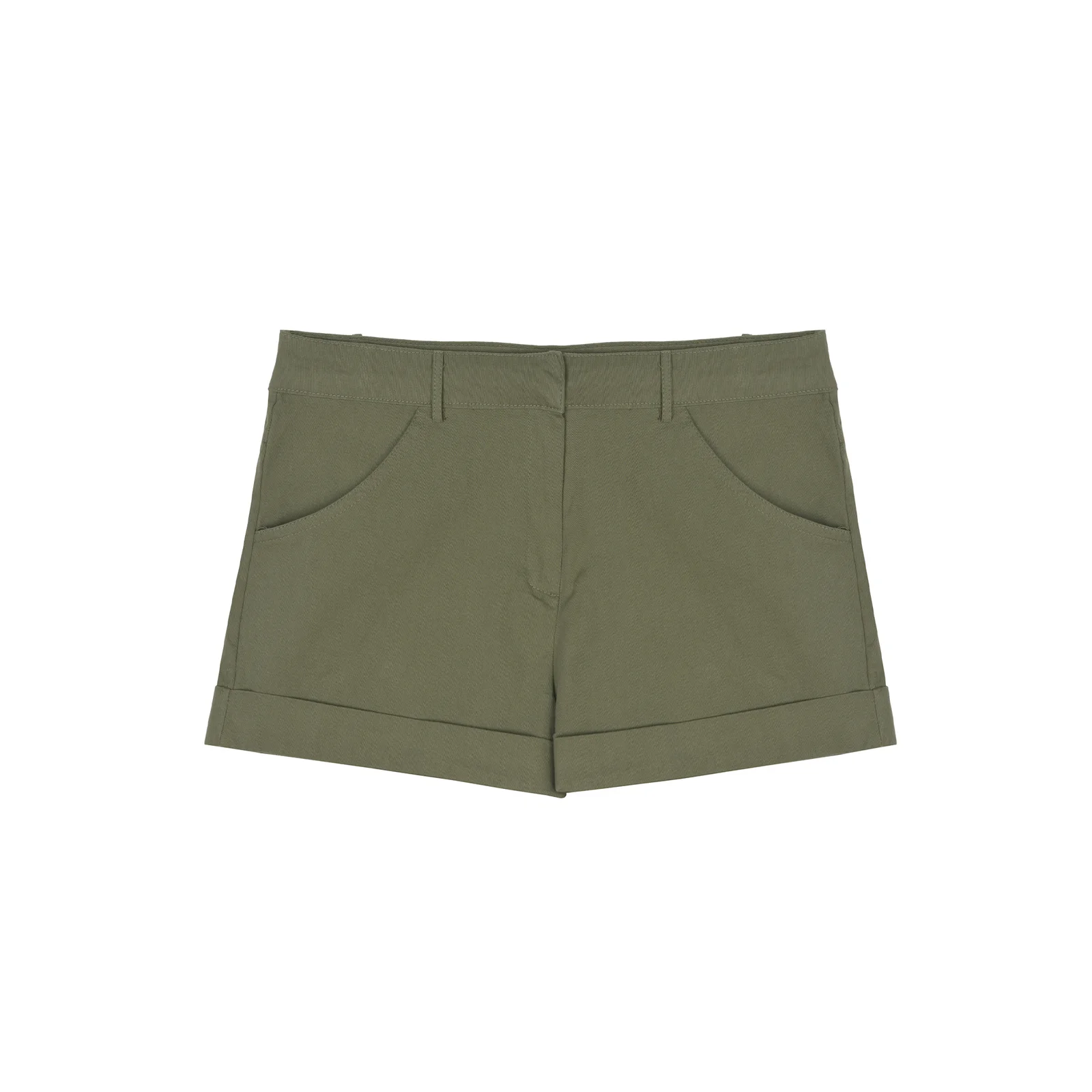 COTTON ROLL-UP SHORT PANTS_KHAKI
