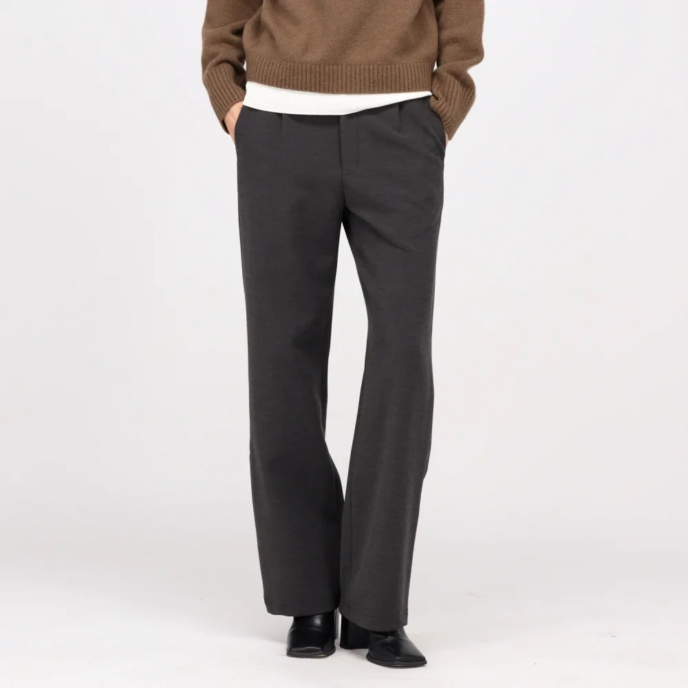 (加絨) Semi Wide Slacks Pants _Grey